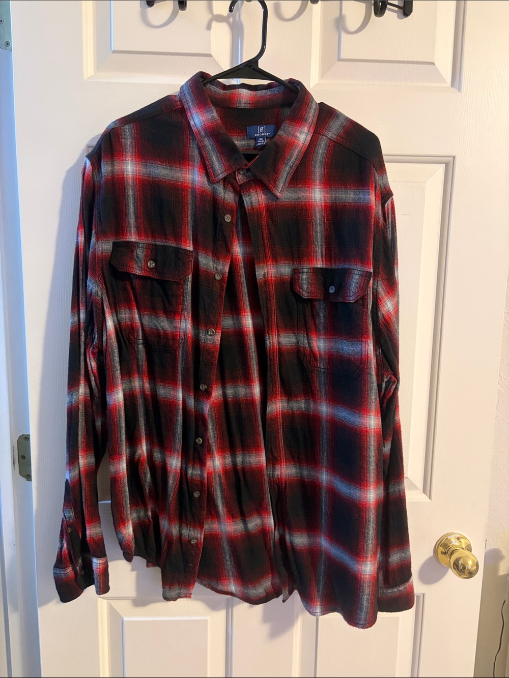 George Red and Black Plaid Flannel Shirt